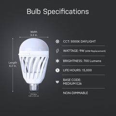 Feit Electric LED Bug Zapper Light Bulb in an outdoor patio setting