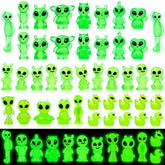 Feivando 44 Pcs Luminous Mini Resin Alien Figurines set display