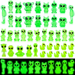 Feivando 44 Pcs Luminous Mini Resin Alien Figurines set display