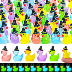 Feivando 50 Pcs Halloween mini resin ducks in multicolour