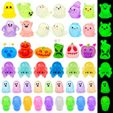 Feivando 60 Pcs Halloween Luminous Mini Resin Figures assorted shapes