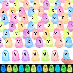 Feivando 84 Pcs Halloween Luminous Mini Ghost Figures assorted colours