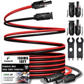 Feotech Twin Wire 10FT Solar Extension Cable black and red front view