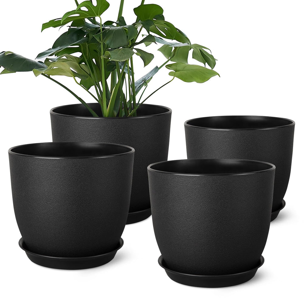 Ferlypote 8 Inch Black Plant Pot front view