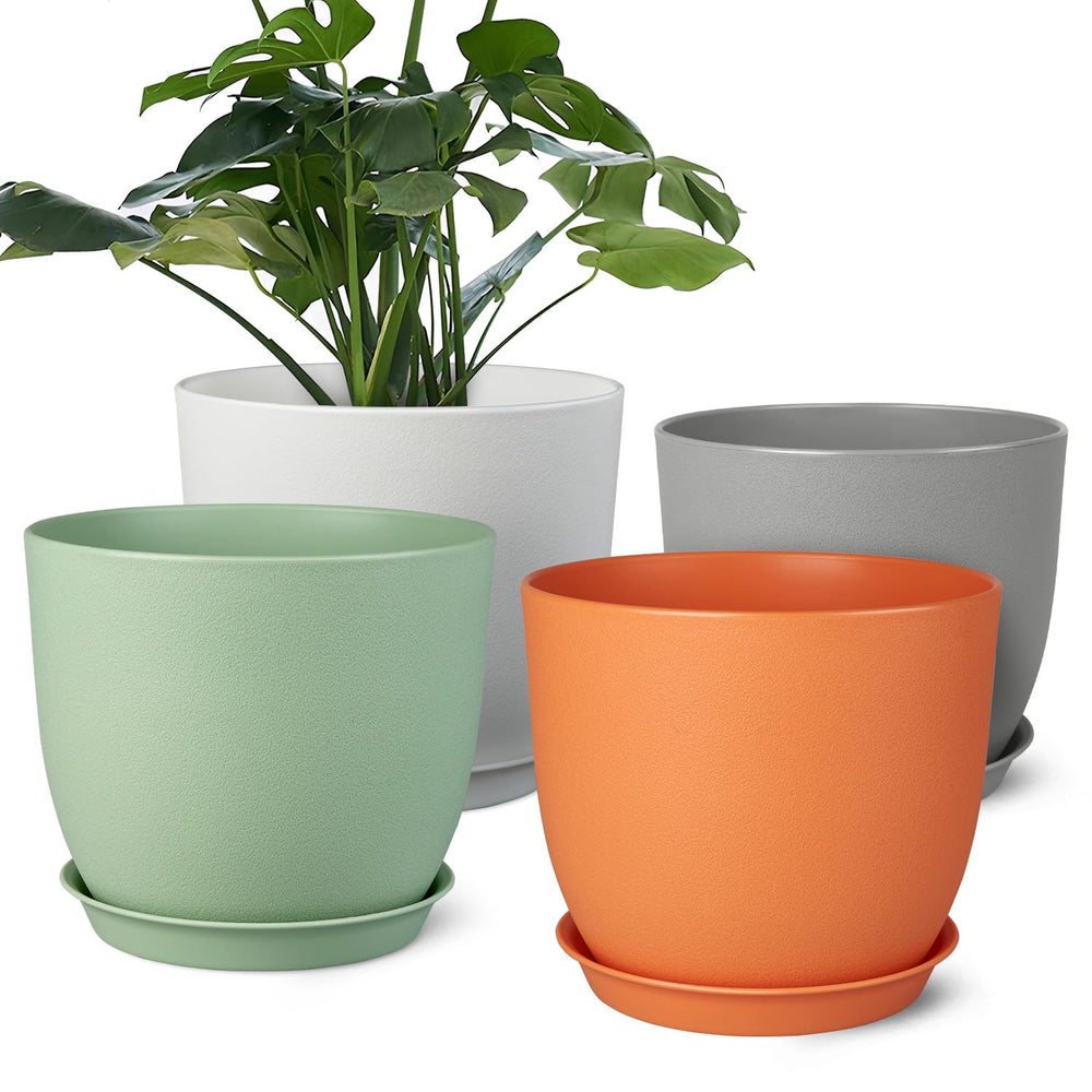 Ferlypote 8 inch multicolor plant pots set of 4 front view