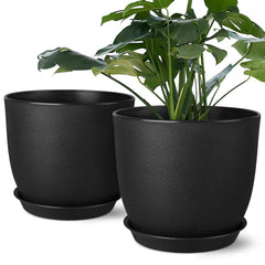 Ferlypote 8 Inch Plant Pot front view, black