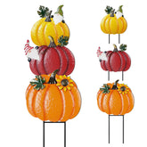 Fernaltona Outdoor Fall Pumpkin Decorations 34.6" metal garden stake with gnomes