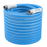 FEVONE 50 ft garden hose in blue with aluminum fittings