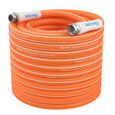 FEVONE 75 ft Hybrid Polymer Garden Hose front view in orange