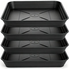 Feyvdzv 6 inch black square plant saucer tray front view