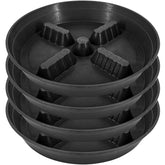 Feyvdzv 8 inch plant saucer front view, black plastic