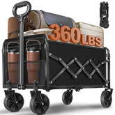 FFQ Collapsible Wagon Cart front view with wheels, black