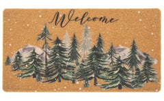 FGSS Christmas Welcome Doormat front view with snowflake pine tree design