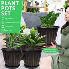 FGstyle 12 inch black planter with saucer included