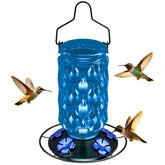 FibreDeep Glass Hummingbird Feeder front view in blue