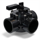 FibroPool 3-Way Pool Diverter Valve front view with slip ports