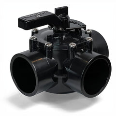 FibroPool 3-Way Pool Diverter Valve front view with slip ports