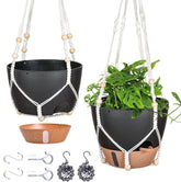 Fielda 10 Inch Hanging Planter with black finish and water window