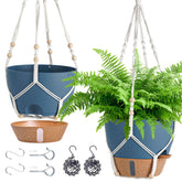 Fielda 10 Inch self watering hanging planter front view in navy blue