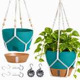 Fielda 10 Inch Self Watering Hanging Planter in Turquoise