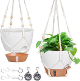 Fielda 10 Inch Self Watering Hanging Planter, white, front view