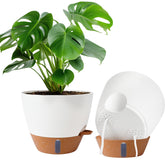 Fielda 10 inch self-watering planter front view, white