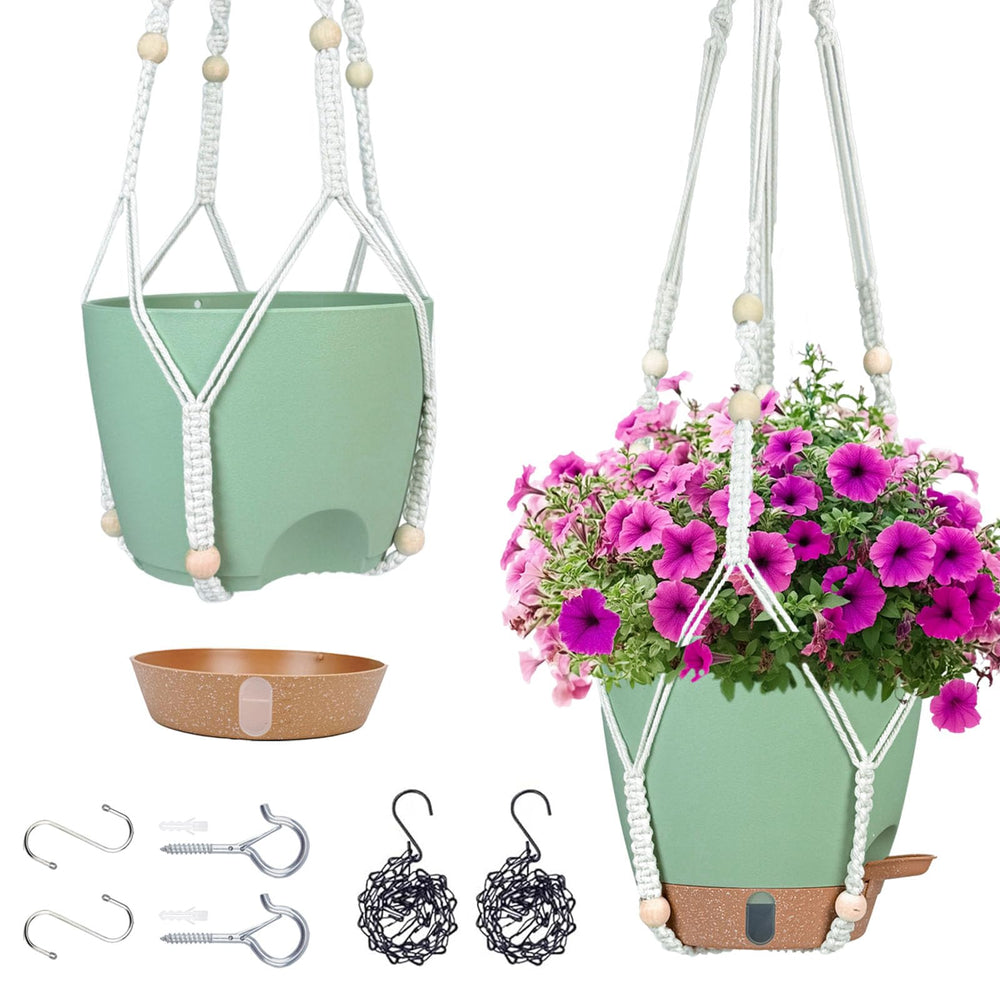 Fielda Hanging Planter 8 inch green model front view