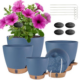 Fielda Self-Watering Pot 5-inch navy blue planter with clear water level