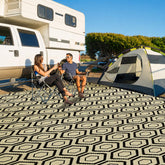 fifame 10x20 outdoor rug front view with Off-White & Black patterns