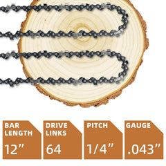 Fifchall 12 inch chainsaw chain side view with packaging