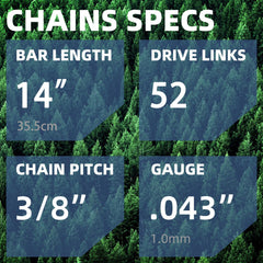 Fifchall 14 inch chainsaw chain packaging showcasing specifications