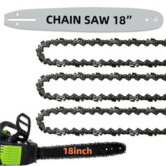 Fifchall 18 Inch Chainsaw Guide Bar with 3 chains