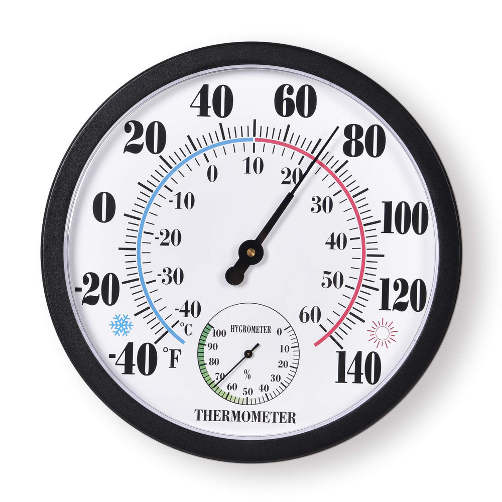 FILL AWAY 10 Inch Indoor Outdoor Thermometer front view with large black numbers