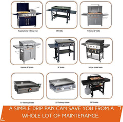 Findful disposable drip pan liner in use on a Blackstone griddle