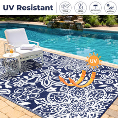 Findosom Outdoor Rug on a patio setting