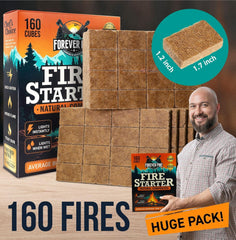Fire starter cubes burning brightly outdoors