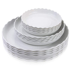 FIREBOOMOON 12 Pack Plant Saucer, 6 inch white round wave design