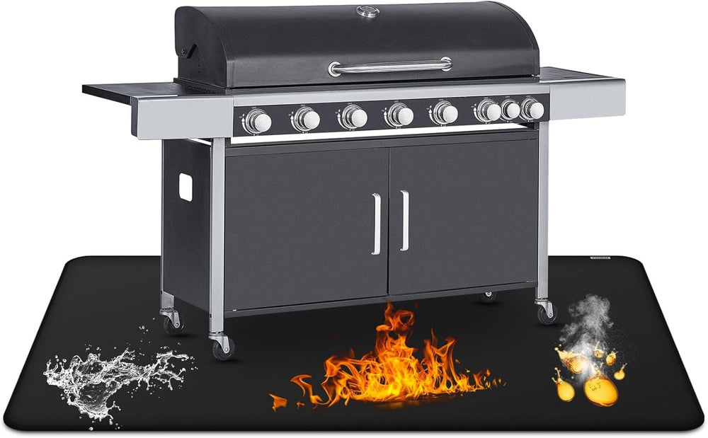 FIREWESS 48x65 inch Grill Mat in black, showcasing its durable design