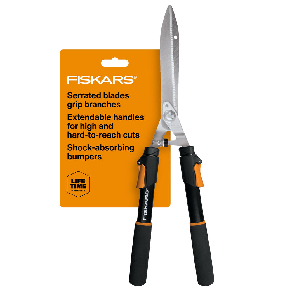 Fiskars 25-33 inch extendable hedge shears with 10 inch blades