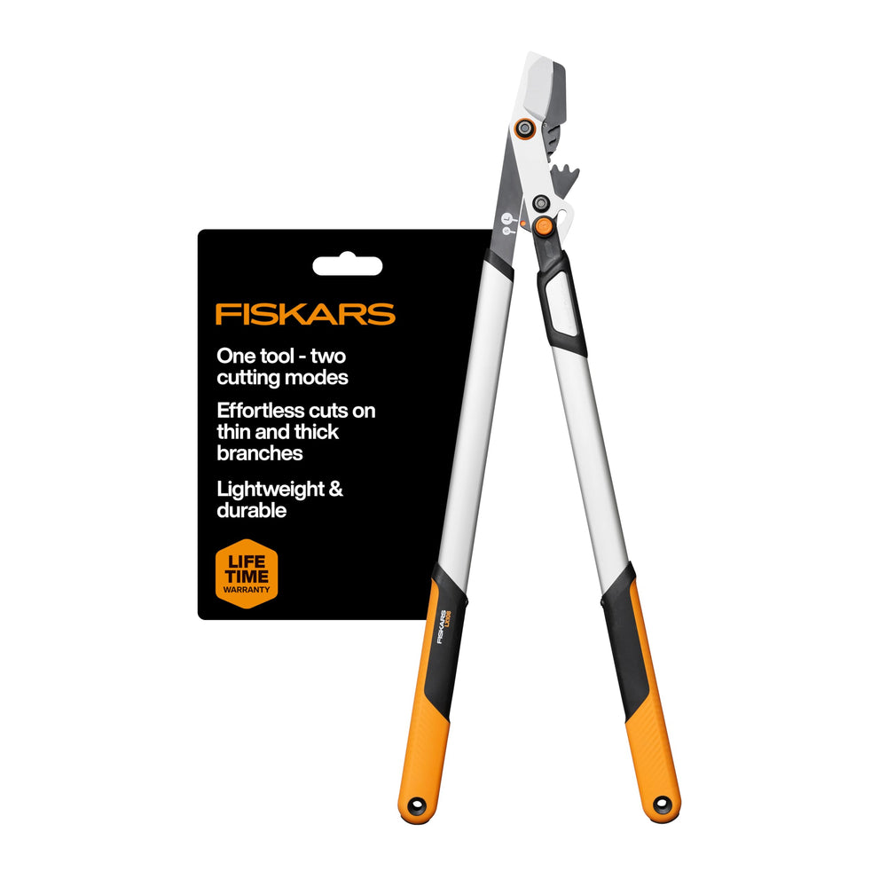Fiskars 32-inch DualAction Lopper front view with orange handles