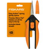 Fiskars 6" Micro-Tip Pruning Scissors with orange handles