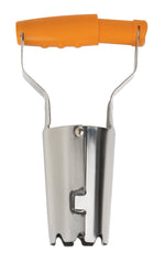 Fiskars Bulb Transplanter showing spring-loaded handle