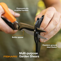 Fiskars garden scissors with sheath and titanium knife