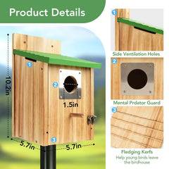 Fitraho Cedar Bird House in backyard setting