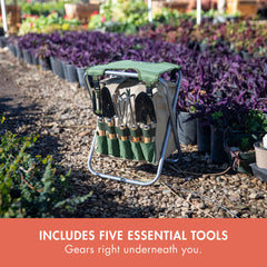 Five essential gardening tools included with PICNIC TIME Garden Kneeler