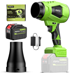 FJPTU Cordless Leaf Blower front view with adjustable speed settings
