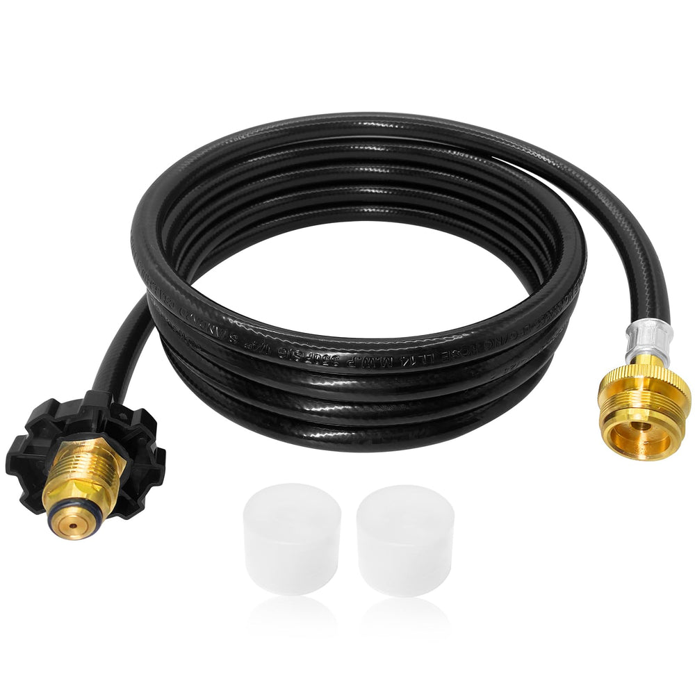 FJXBYWM 10FT propane hose front view with brass fittings