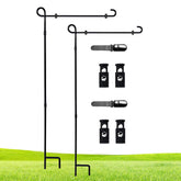 FLAGMESAGE Garden Flag Stand Holder black metal front view
