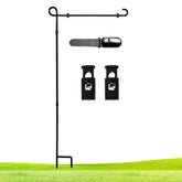 FLAGMESAGE Garden Flag Stand Holder front view in black metal