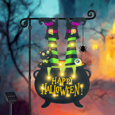 FLAGMESAGE Halloween Lighted Garden Flag featuring witch feet design